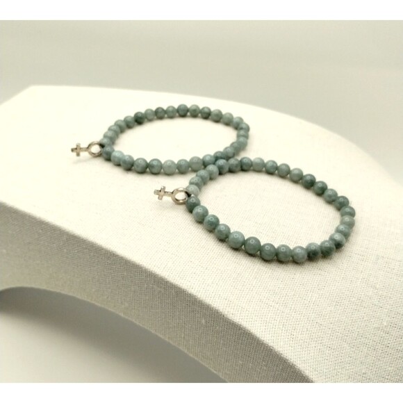 2 Green Adventurine Pearl Bracelets Female Symbol Charm Stretch Hippy Boho - Picture 2 of 4